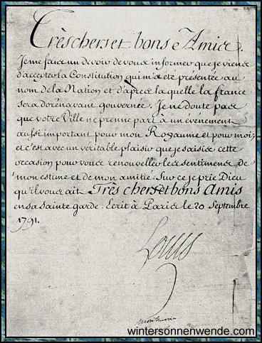 König Ludwig XVI. von Frankreich 
an den Danziger Senat