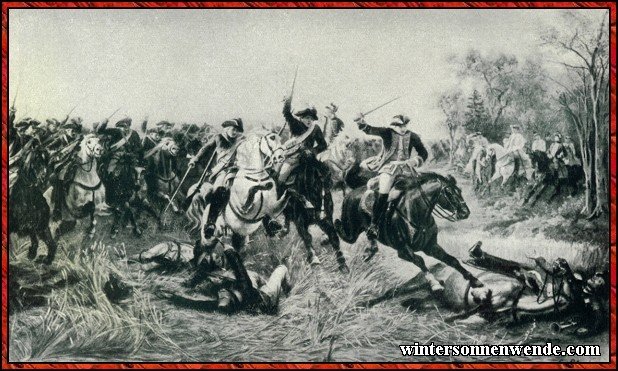 Dragoner des Regiments Prinz de Ligne, Dauns
Grünschnäbel, reiten die entscheidende Attacke bei Kolin.