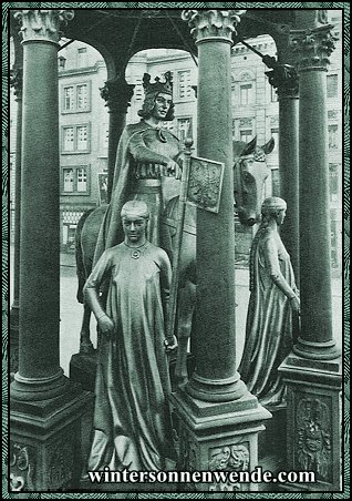 Magdeburg. Das Reiterdenkmal (1250) auf dem alten Markt.