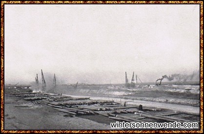 Danzig, Bau des polnischen Munitionshafens auf der Westerplatte.