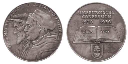 Silbermedaille 1930 zur 400jahrfeier der Augsburger Konfession.
