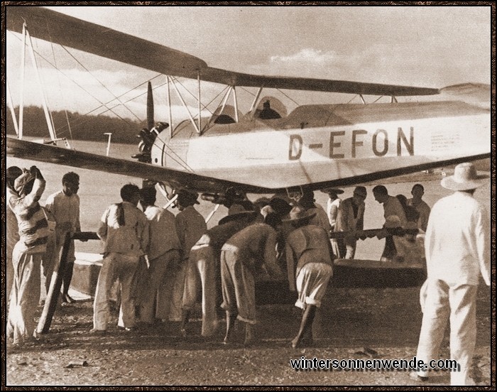 Dieses deutsche Flugzeug wurde von der 
Schultz-Kampfhenkel-Expedition erstmalig bei der Erforschung des brasilianischen unbekannten
Urwaldgebietes Guayana benützt.