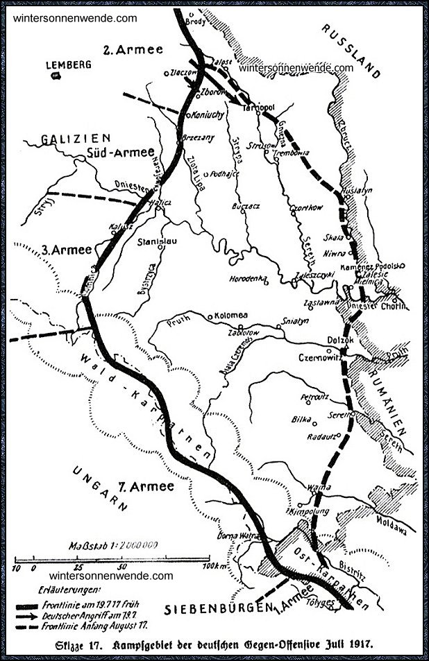 Kampfgebiet der deutschen Gegen-Offensive Juli 1917