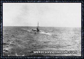 Das deutsche Unterseeboot U 35' im Mittelländischen Meere im Moment des Tauchens.