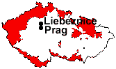 location of Liebeznice and Prague