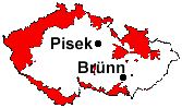 location of Pisek and Brünn