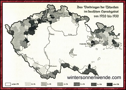 Das Vordringen der Tschechen im deutschen Sprachgebiet
von 1920 bis 1930.