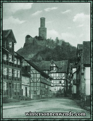 Felsberg, Hessen. Dorf und Burg.