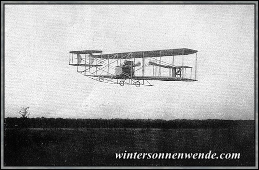 Passagierflug auf deutschem 
Wright-Doppeldecker.