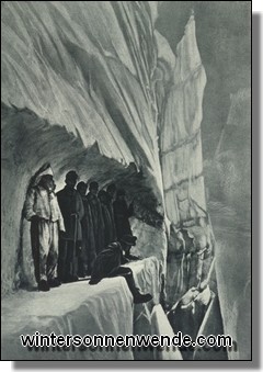 Vortreiben eines Galerie-Eisstollens in einer Gletscherspalte (Marmolata).