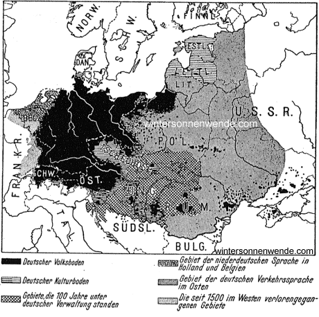 Karte des deutschen Volksbodens in Mitteleuropa