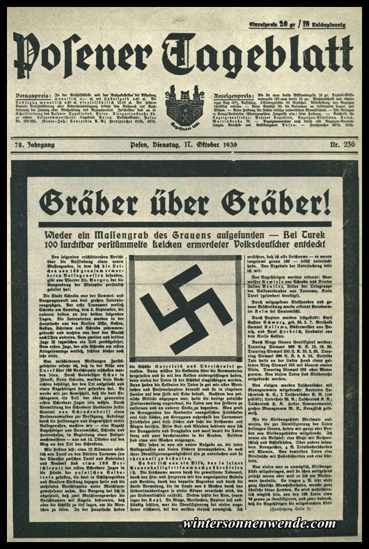 Auszug aus dem Posener Tageblatt vom 17. Oktober 1939.