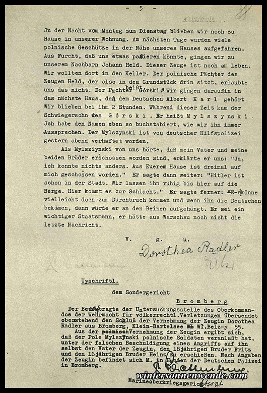 Originalprotokoll der Dorothea Radler, Schlußseite.