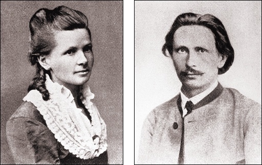 Das Brautpaar Berta Ringer und Karl Benz um 1870.