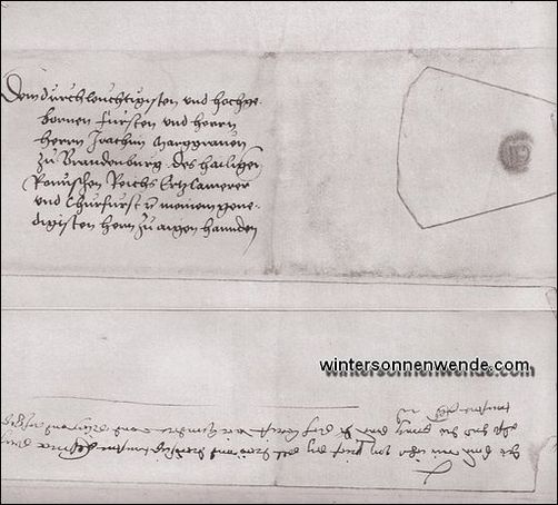 Brief Jakob Fuggers an den Kurfürsten Joachim I. von Brandenburg