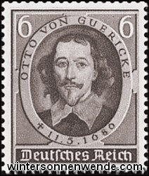 Briefmarke zum 250. Todestag von Otto von Guericke.
