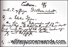 Notizzettel Robert Kochs mit einer der ersten Beschreibungen des Cholera-Bazillus, 1883.