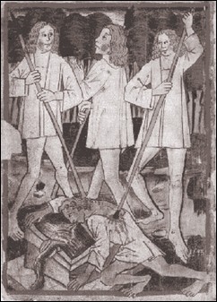 Darstellung von Siegfrieds Ermordung.