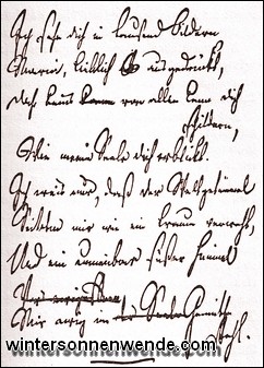 Das kleine Marienlied, in der Handschrift von Novalis.