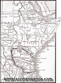 Kartenskizze von Ostafrika.