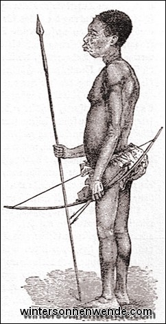 Krieger des Pygmäen-Stammes der Akka.