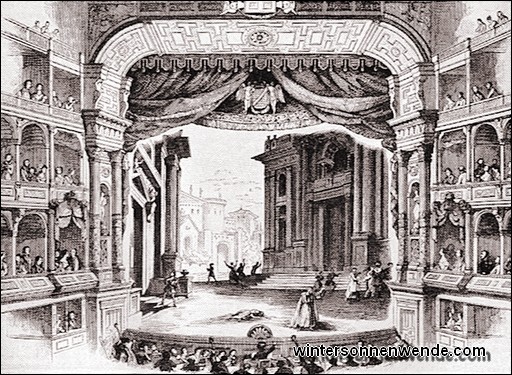 Uraufführung von Wagners 'Rienzi' im Dresdener Hoftheater, 1842.