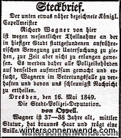 Der Steckbrief gegen Richard Wagner.