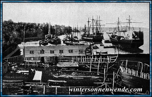 Kriegsschiffe im Winterlager, 1878.