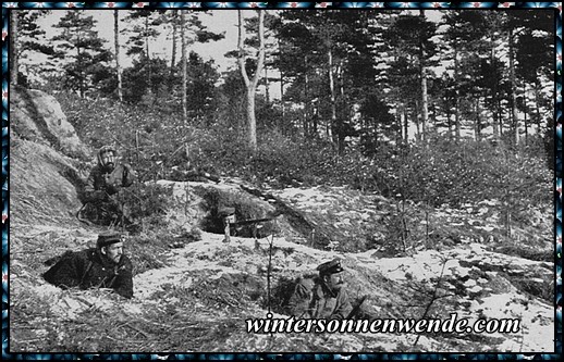 Deutsche Soldaten in russischen Erdöhlen.