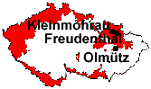 Lage von Klainmohrau, Freudenthal und Olmütz