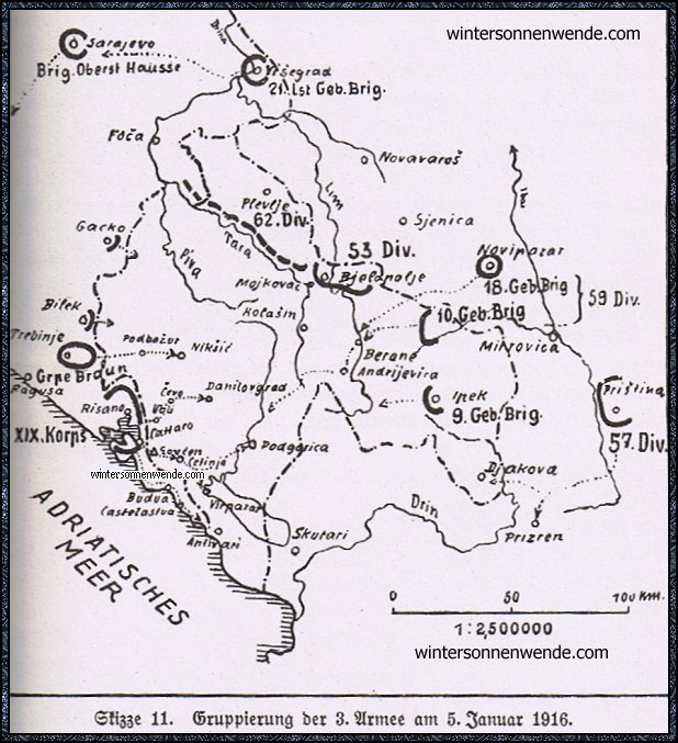 Gruppierung der 3. Armee am 5. Januar 1916.