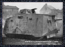 Erster deutscher Tank an der Westfront. Juli 1918.