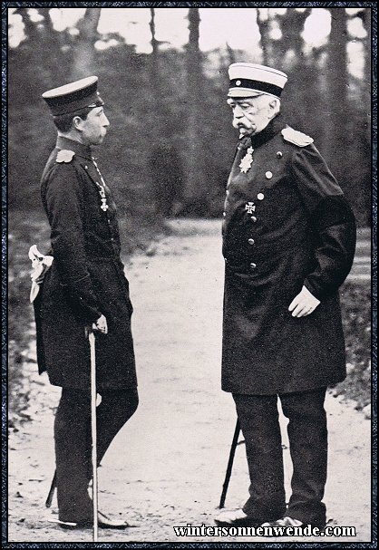 Kaiser Wilhelm II. bei Fürst Bismarck in Friedrichsruh 1888.