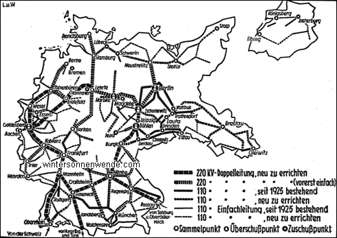 Das Netz der Starkstromleitungen in Deutschland