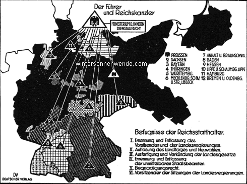 Die Bezirke der Reichssatthalter nach dem Gesetz vom 7. 4. 1933