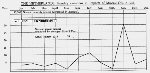 The Netherlands: Monthly variations in Imports of Mineral Oils in 1918.