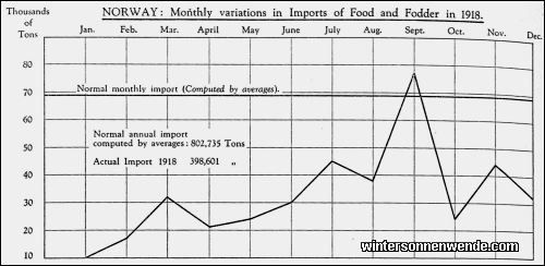 Norway: Monthly variations in Imports of Food and Fodder in 1918.
