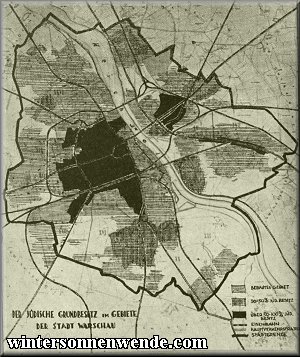 Map showing Jewish real estate holdings in the city of Warsaw.