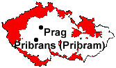 location of Pribrans and Prague